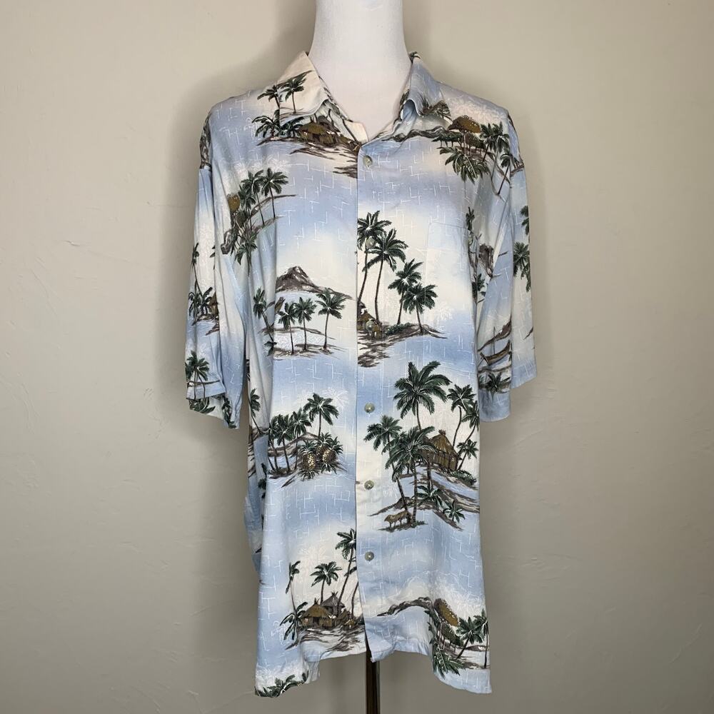 Croft & Barrow Hawaiian Shirt Tiki Huts Sz XL